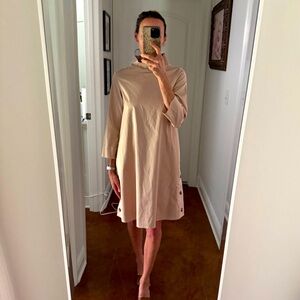 Designer mock neck shift dress
